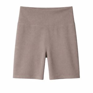 New Balance Ribbed High-Waist Biker Shorts Taupe L